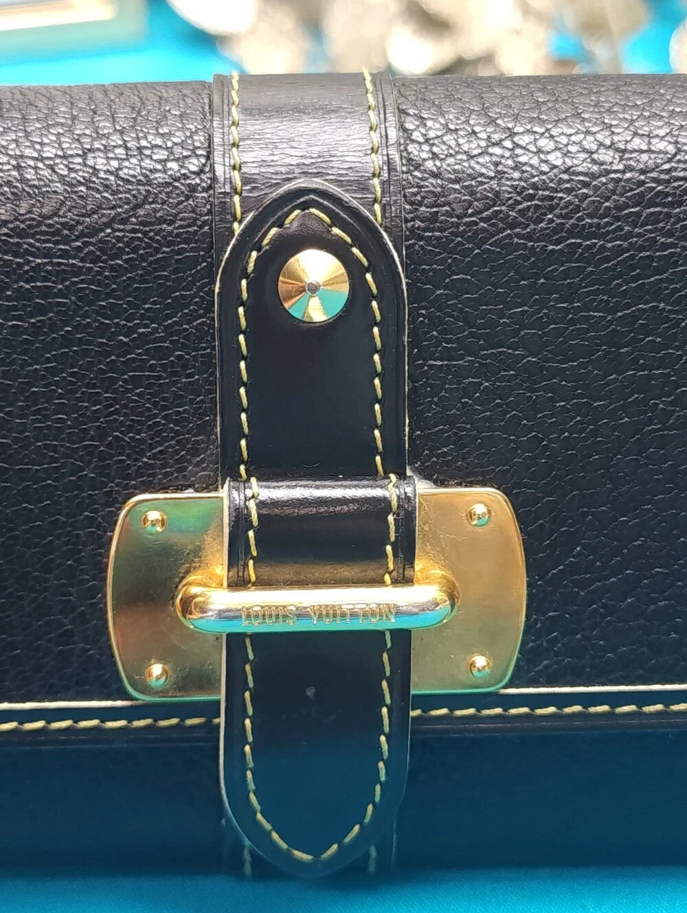 Authentic Louis Vuitton Suhali Le Favori Wallet In Black With Dust Bag
